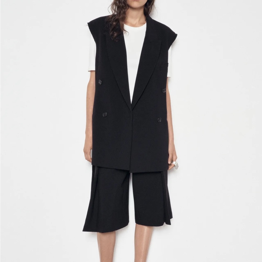 New. Zara Women Black Belted Vest Dress ZW Collection Size S. 9046/207/800